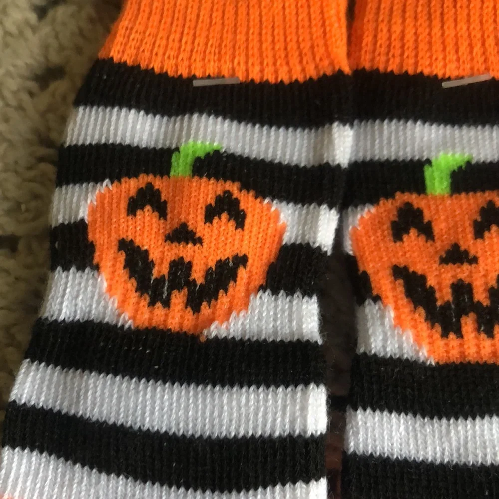 Spooky Pet Socks with Pumpkin Design - Picture 4 of 8